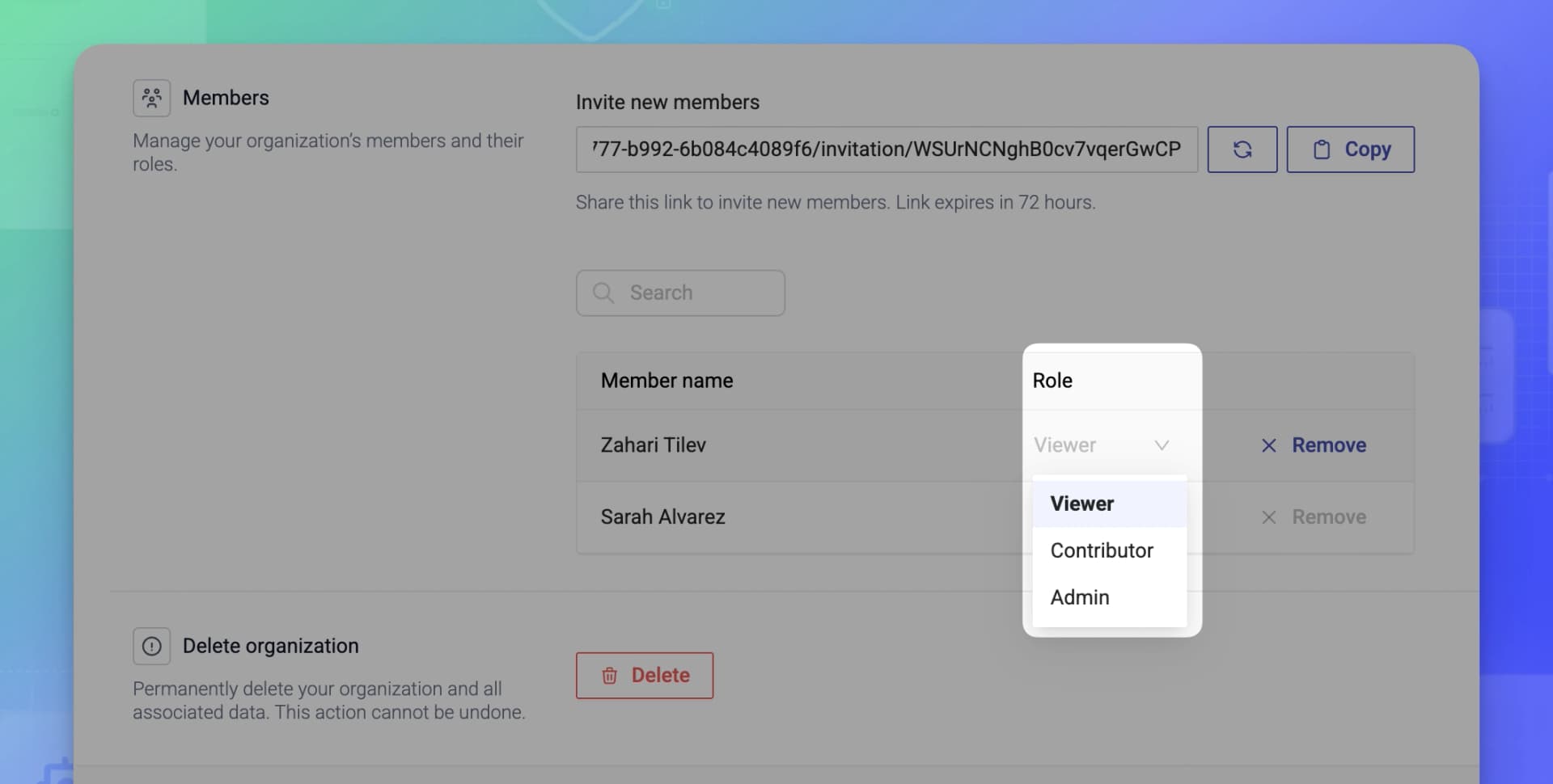 Change the role of a member - 02 - Click Role