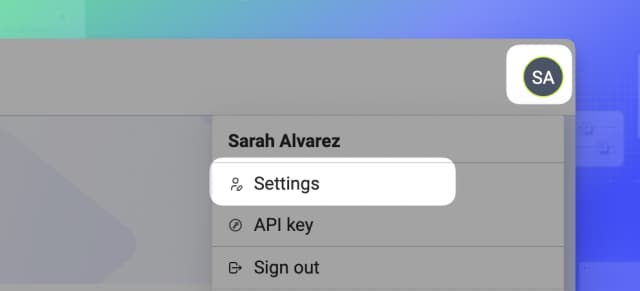 Hover over your profile icon